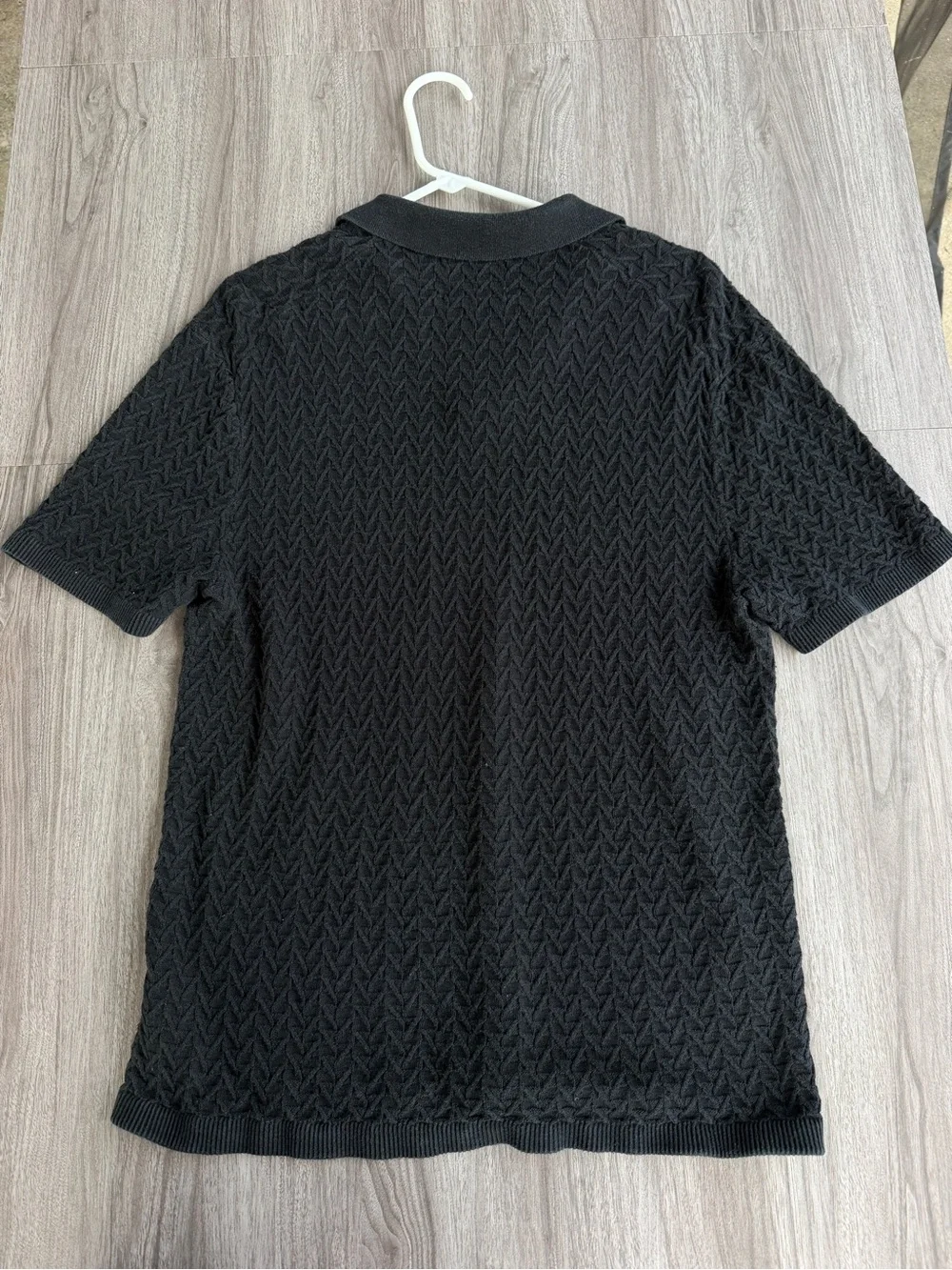 Abercrombie & Fitch Textured Cable Knit Polo Shirt Charcoal Black Mens Large